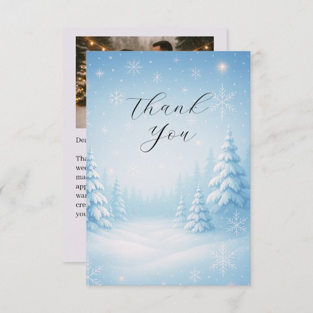 Winter Wonderland Wedding Flat Thank You Card (Front/Back)