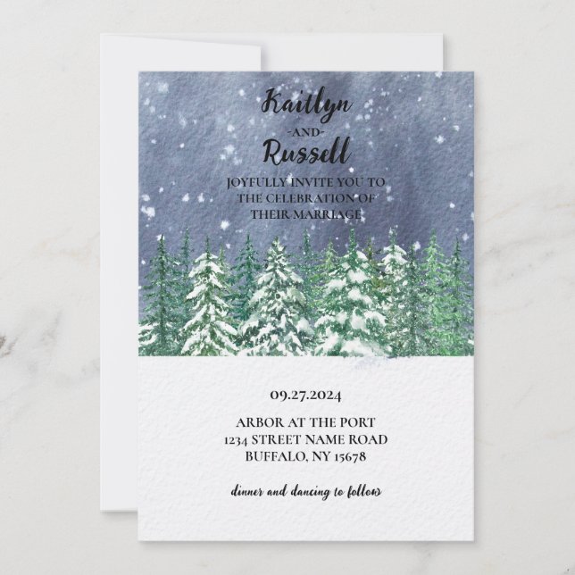 Winter Wonderland Wedding Invitation (Front)