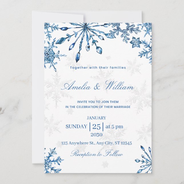 Winter Wonderland Wedding Invitation (Front)