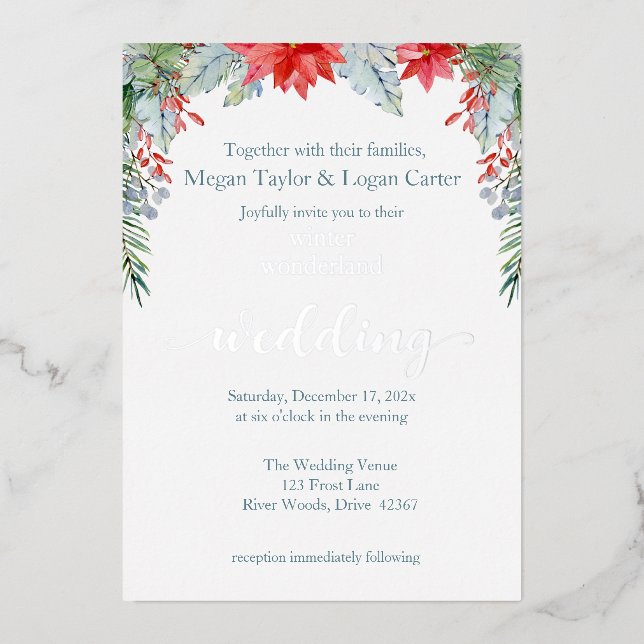Winter Wonderland Wedding Invitation  Foil Invitat (Front)