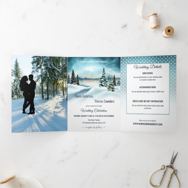 Winter Wonderland Wedding Photo Invitation (Inside)