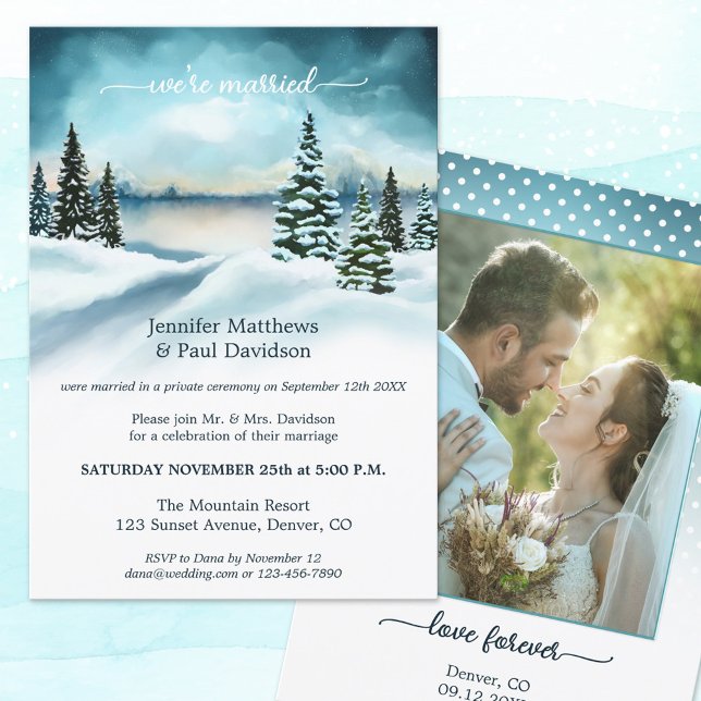 Winter Wonderland Wedding Reception Custom Photo Invitation (Creator Uploaded)
