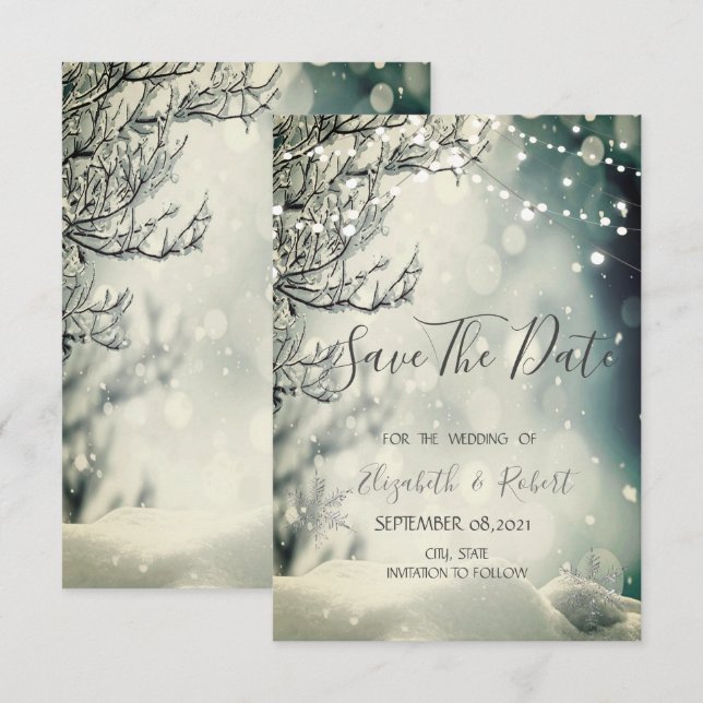 Winter Wonderland Wedding Save The Date (Front/Back)