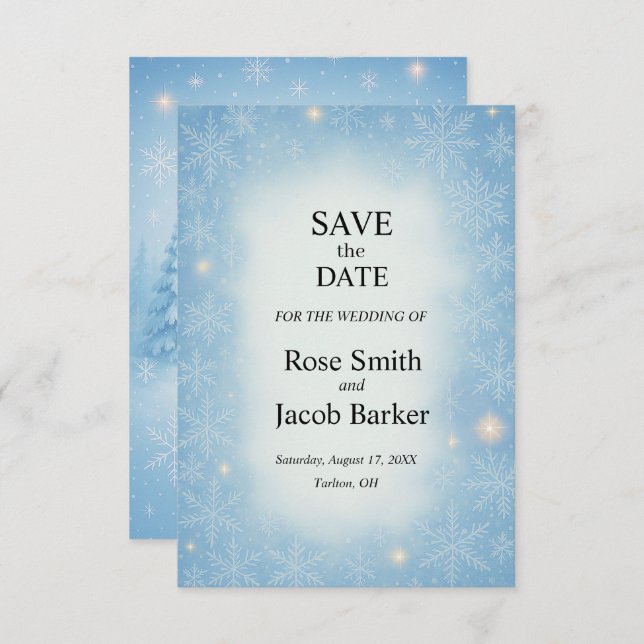 Winter Wonderland Wedding Save the Date Invitation (Front/Back)