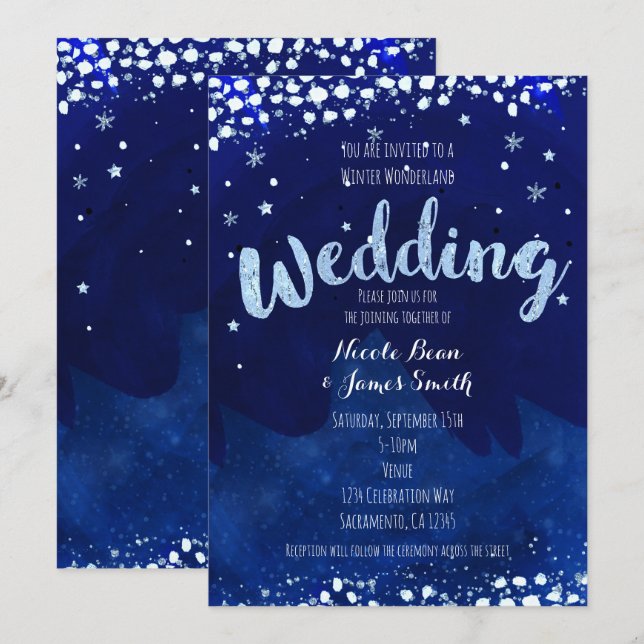 Winter Wonderland WEDDING Starry Sky Invitations (Front/Back)