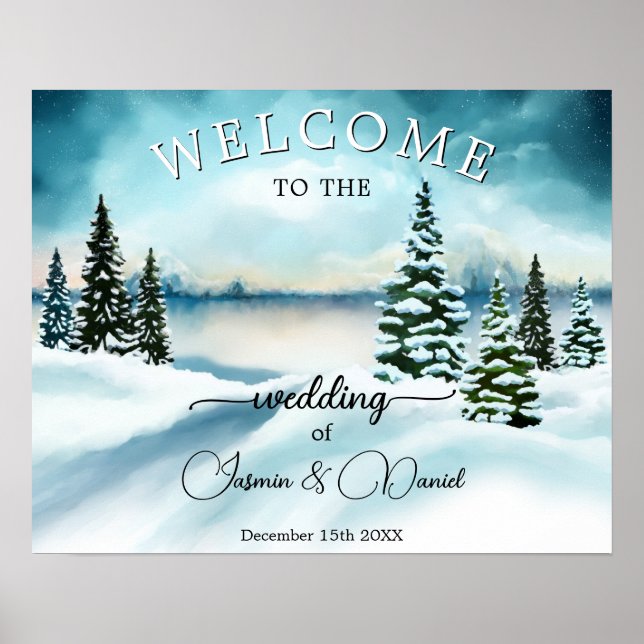 Winter Wonderland Wedding Welcome Sign (Front)