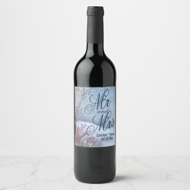 Winter Wonderland Wedding Wine Label (Front)