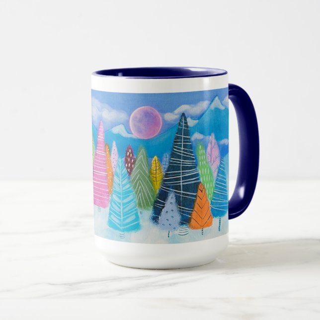 Winter Wonderland Whimsical Forest Art  Mug (Front Right)