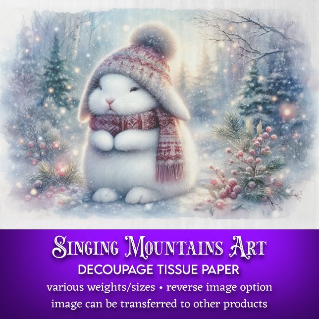 Winter Wonderland White Bunny Decoupage  Tissue Paper (Creator Uploaded)