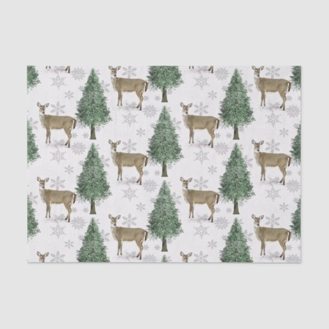 Winter Wonderland Whitetail Deer Christmas Season  Tissue Paper (Front)