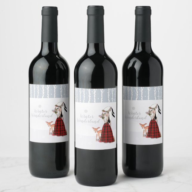 Winter Wonderland wine bottle Wine Label (Bottles)