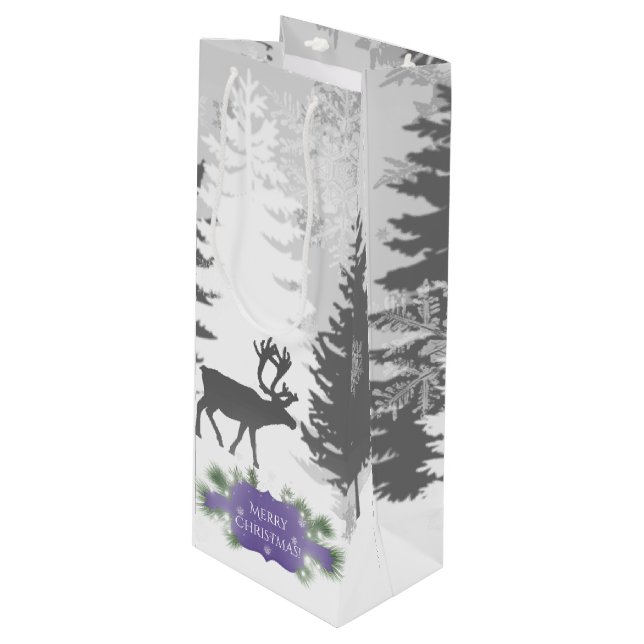 Winter Wonderland Wine Gift Bag - Purple (Front Angled)