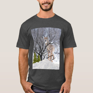  Winter Wonderland with Deer Collage Art  T-Shirt