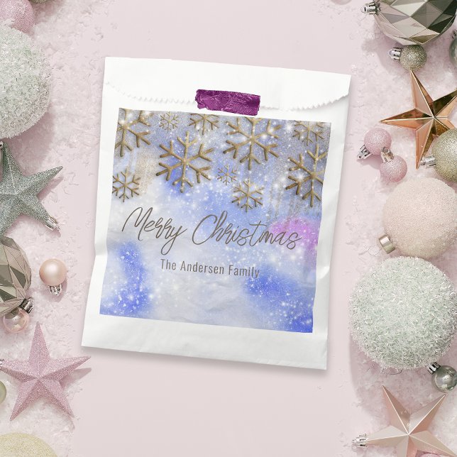 Winter Wonderland with Gold Glittery Snowflakes Favour Bags (Creator Uploaded)