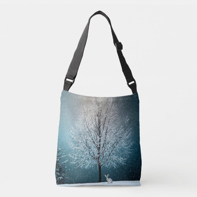 Winter Wonderland with Rabbit Crossbody Bag (Front)
