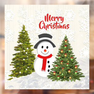 Winter Wonderland with Snowman / Christmas  Window Cling