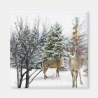 Winter Wonderland with Whitetail Deer Fridge