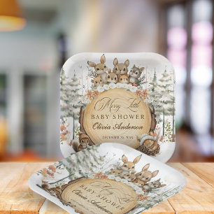 Winter Wonderland Woodland Animals Baby Shower Paper Plate