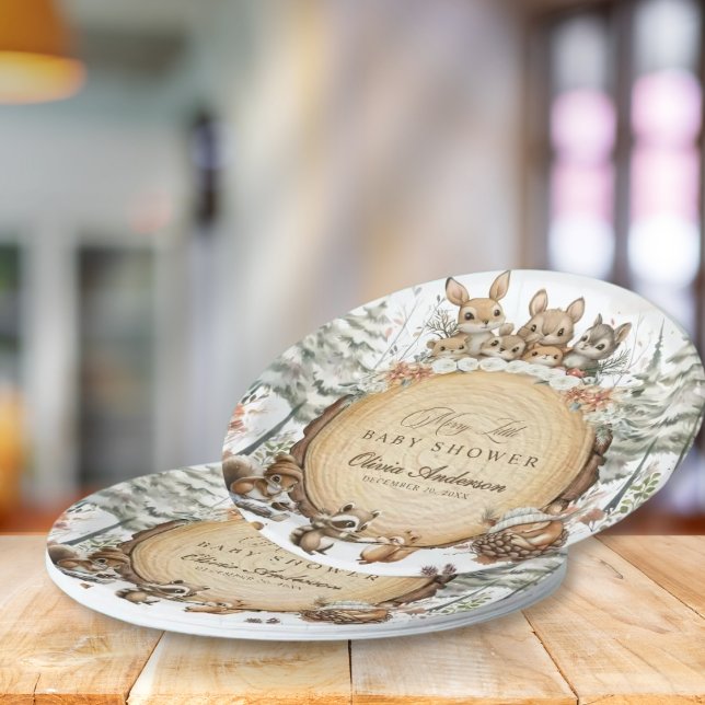 Winter Wonderland Woodland Animals Baby Shower Paper Plate (Creator Uploaded)