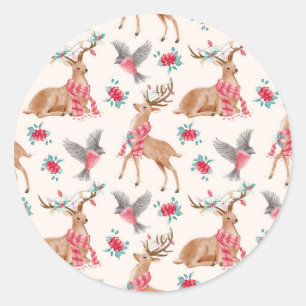 Winter Wonderland Woodland Animals Christmas Classic Round Sticker