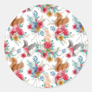 Winter Wonderland Woodland Animals Christmas Classic Round Sticker