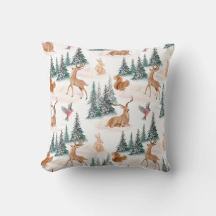 Winter Wonderland Woodland Animals Christmas Cushion