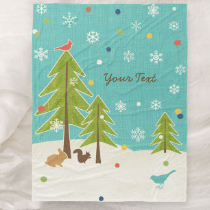 Winter Wonderland Woodland Scene personalised Fleece Blanket