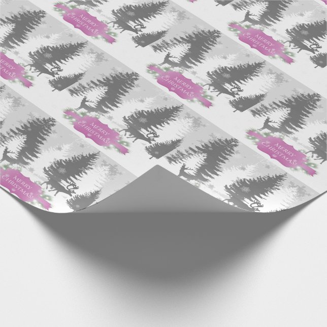 Winter Wonderland Wrapping Paper - Magenta (Corner)