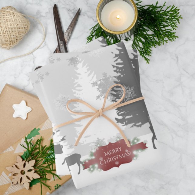 Winter Wonderland Wrapping Paper Sheets - Red (Red)