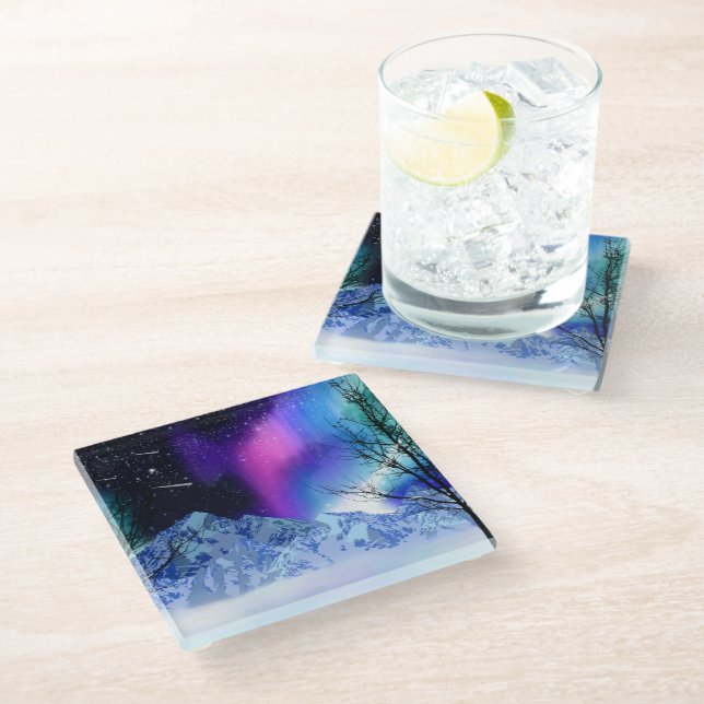 Winter Wonderlights Glass Coaster (Angled)