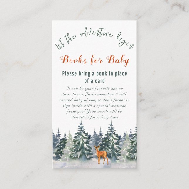 Winter Woodland Animal Adventure Await Book Game Enclosure Card (Front)