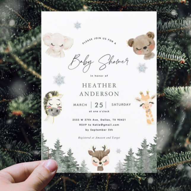 Winter Woodland Animal Baby Shower Invitation (Creator Uploaded)