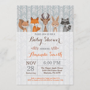 Winter Woodland Animal Baby Shower Invitation