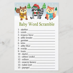 winter woodland animal Baby word scramble game