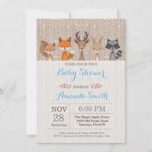 Winter Woodland Animal Boy Baby Shower Invitation