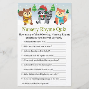 winter woodland animal Nursery Rhyme Quiz game