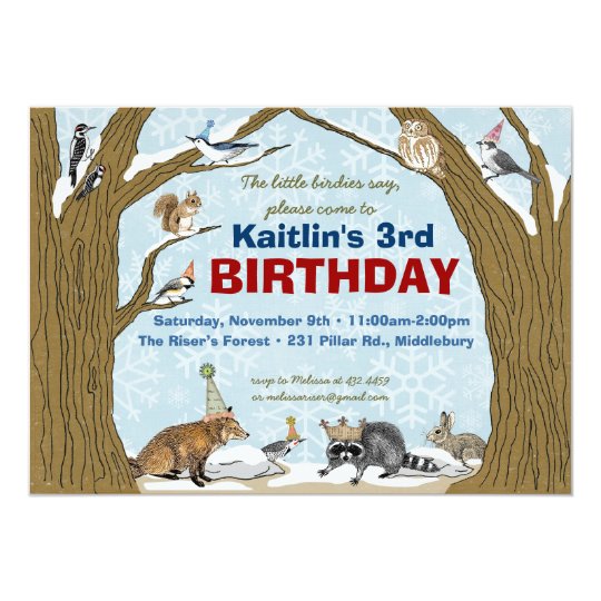 Winter Woodland Animal Party Invitation