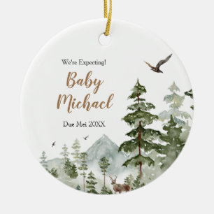 Winter Woodland Animal We're Expecting Parents Ceramic Tree Decoration