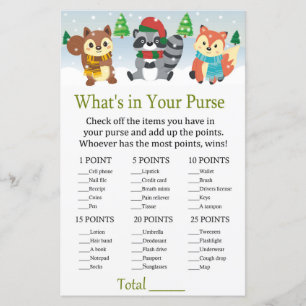 winter woodland animal What's in your purse game
