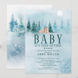 Winter Woodland Animals Baby It's Cold Outside Invitation