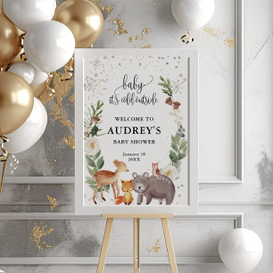 Winter Woodland Animals Baby It's Cold, Welcome Poster