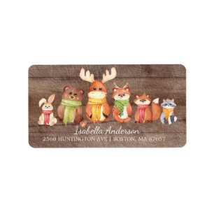 Winter Woodland Animals Baby Shower Address Label