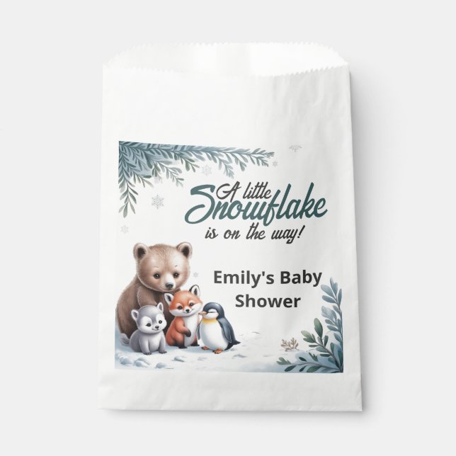 Winter Woodland Animals Baby Shower Favour Bag (Front)