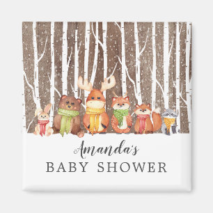 Winter Woodland Animals Baby Shower Favour  Magnet