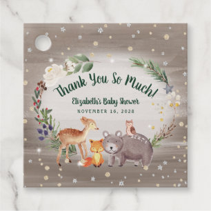 Winter Woodland Animals Baby Shower Favour Tags