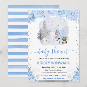 Winter Woodland Animals Baby Shower Invitation
