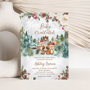 Winter Woodland Animals Baby Shower  Invitation