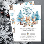 Winter Woodland Animals Baby Shower Invitation<br><div class="desc">This cute winter baby shower invitation features the saying "Baby It's Cold Outside" and the cutest little woodland animals dressed in hats and scarves - deer, bear, moose, racoon, and bunny with scattered blue snowflakes. The invitation is set on a simple white background with the date, time, and location of...</div>