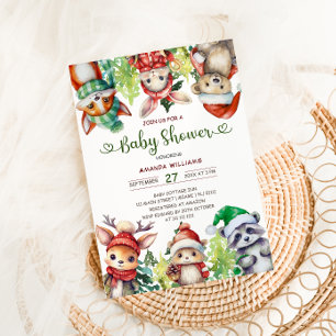 Winter Woodland Animals Baby Shower Invitation