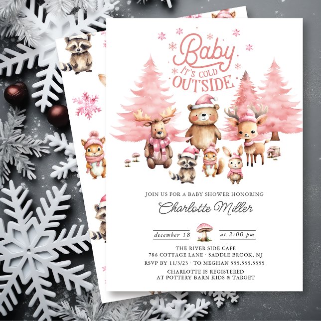 Winter Woodland Animals Baby Shower Invitation (Creator Uploaded)